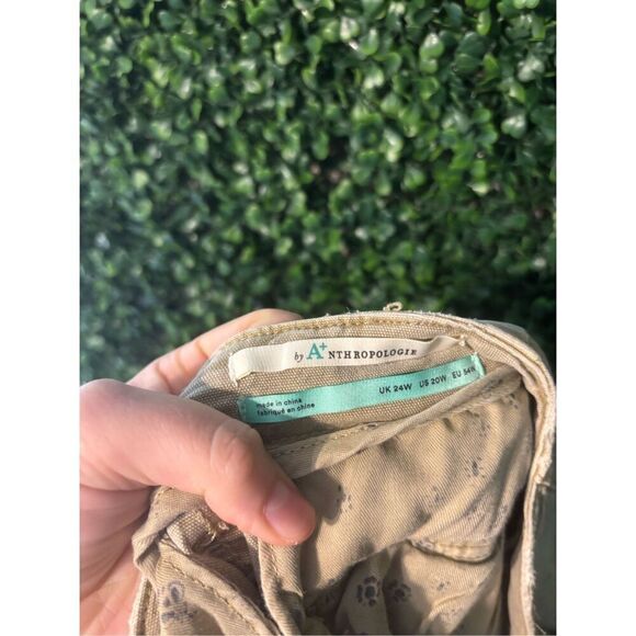 Pilcro & Letterpress Anthropologie+ Women's Size 20W Tan Straight Leg Distressed - Picture 4 of 5